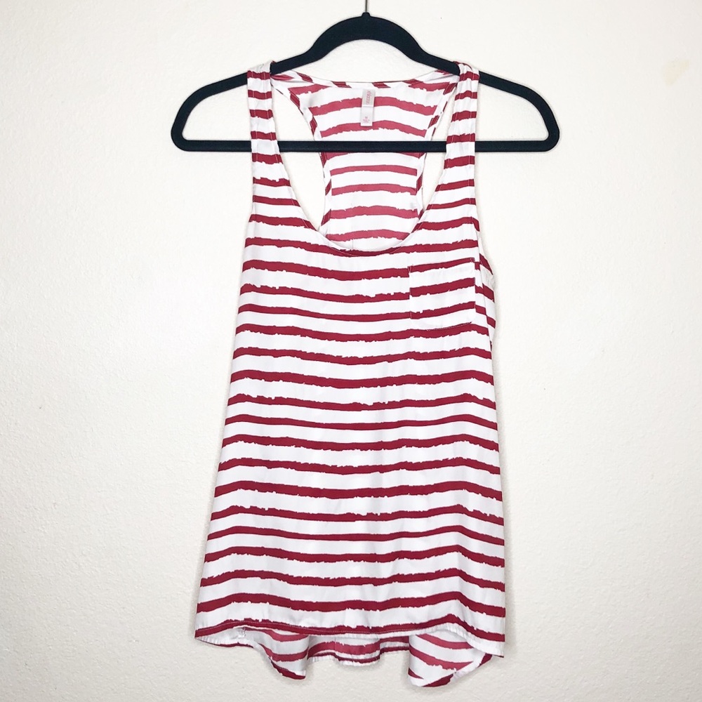 Xhilaration Red & White Stripe Flowy Tank Top
